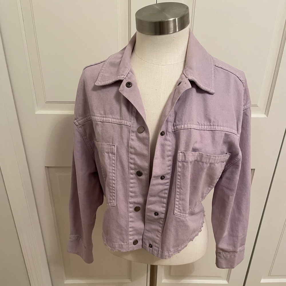 Zara, small, light purple denim jacket
